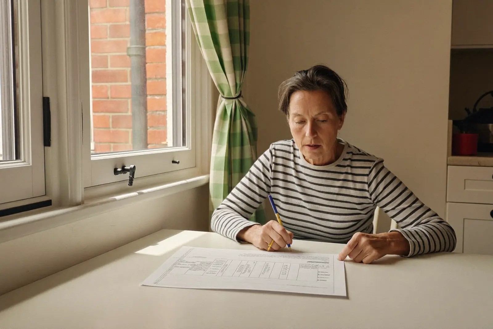 Homeowner pausing to read paperwork rather than signing on the spot