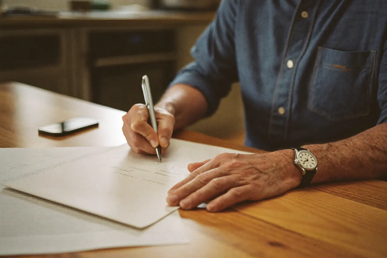 Homeowner signing a window installation contract after reading the terms