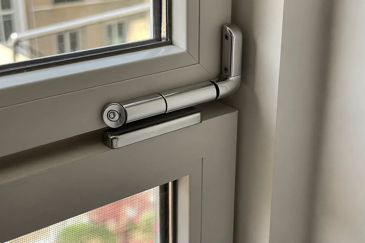 Close-up of window hardware showing where cheap components wear early